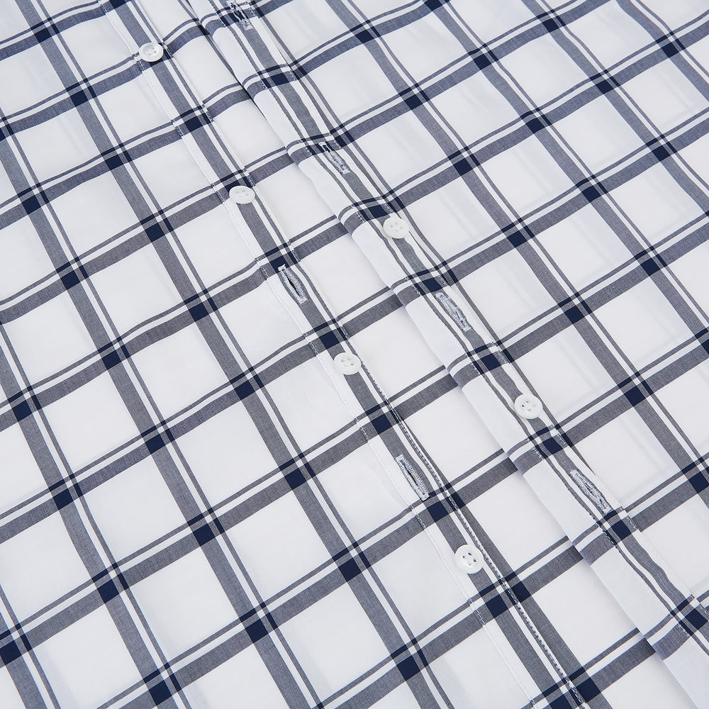 Chequered Navy on White Westminster Regular Fit Shirt in Cotton