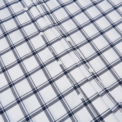 Westminster Bold Chequered Navy on White Regular Fit Shirt in Cotton Image 5