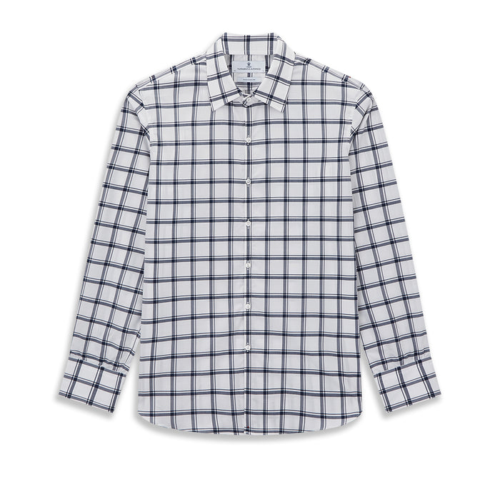 Westminster Bold Checked Navy on White Regular Fit Shirt in Cotton Image 7
