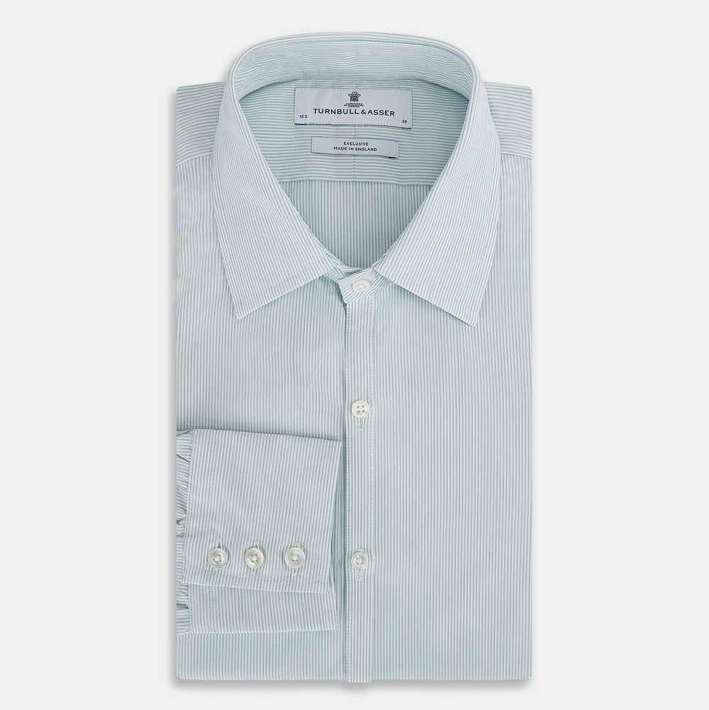 Sage Ripple Double Pinstripe Westminster Shirt 18.5