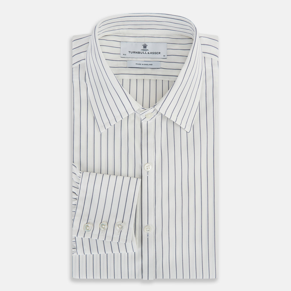 Navy Double Pencil Stripe Westminster Shirt 15