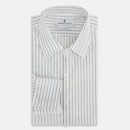 Navy Double Pencil Stripe Westminster Shirt Image 4
