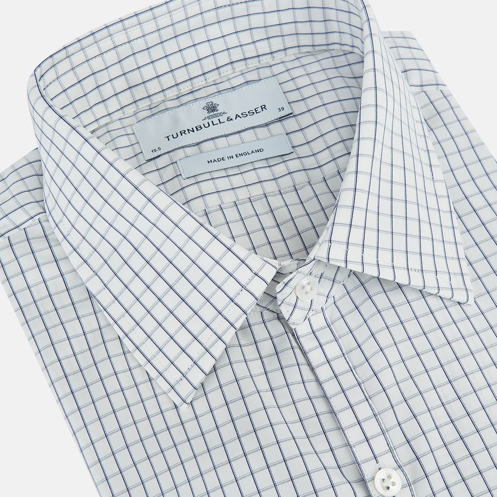 Navy Double Bar Graph Check Westminster Shirt 18