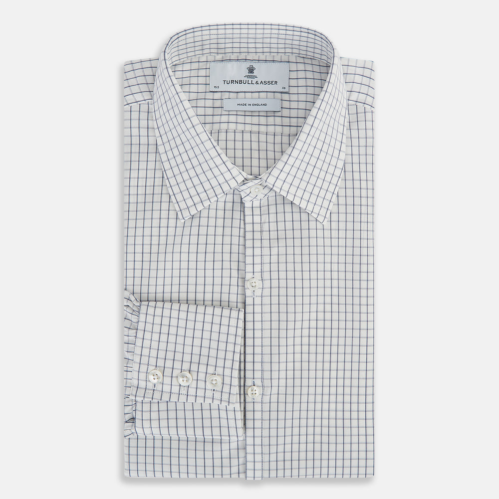 Navy Double Bar Graph Check Westminster Shirt 18