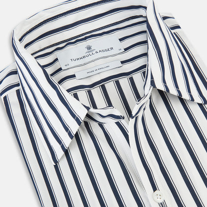 Striped Navy on White Windsor Regular Fit Shirt in Cotton Image 1
