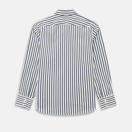 Striped Navy on White Windsor Regular Fit Shirt in Cotton Image 2