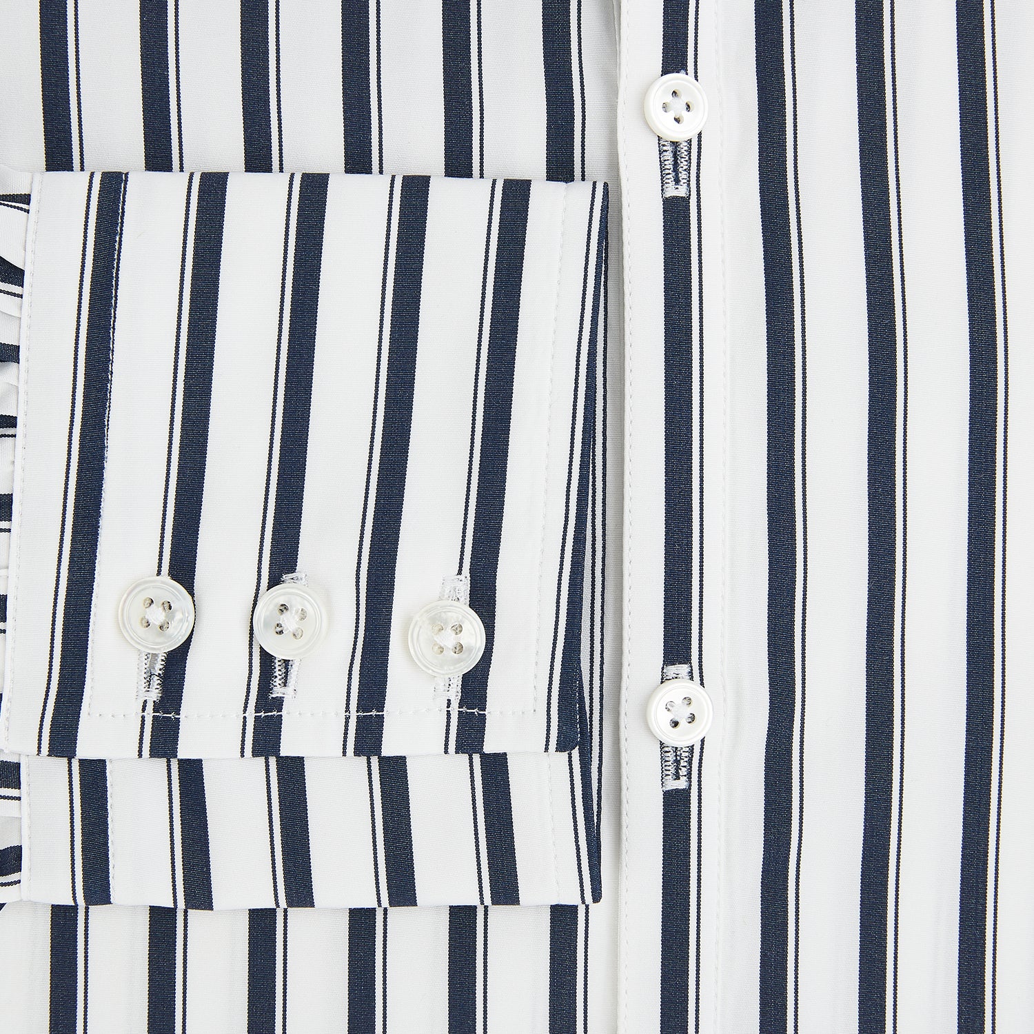 View 4 of product Striped Navy on White Windsor Regular Fit Shirt in Cotton