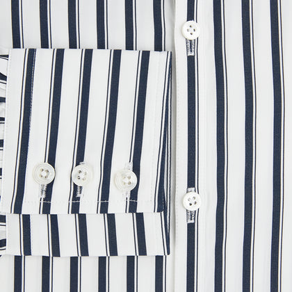 Striped Navy on White Windsor Regular Fit Shirt in Cotton Image 3