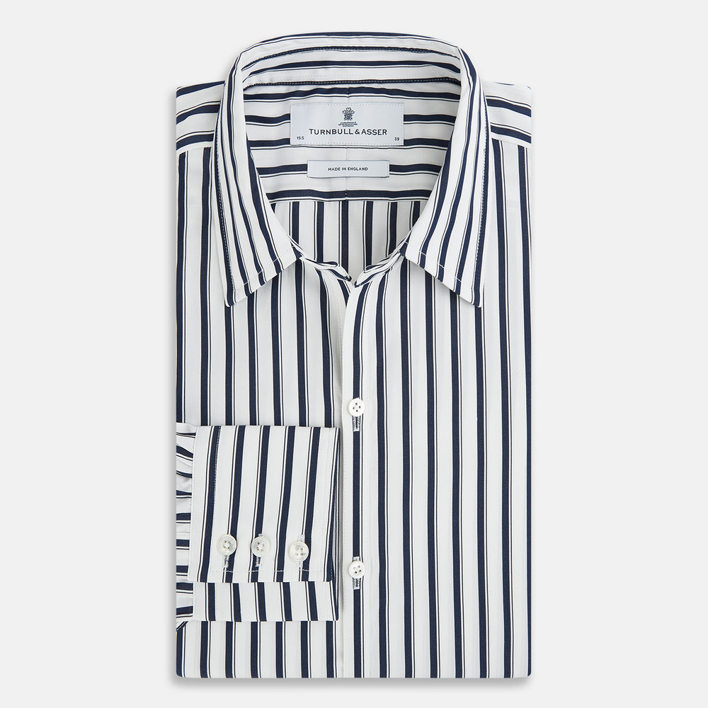 Striped Navy on White Windsor Regular Fit Shirt in Cotton
