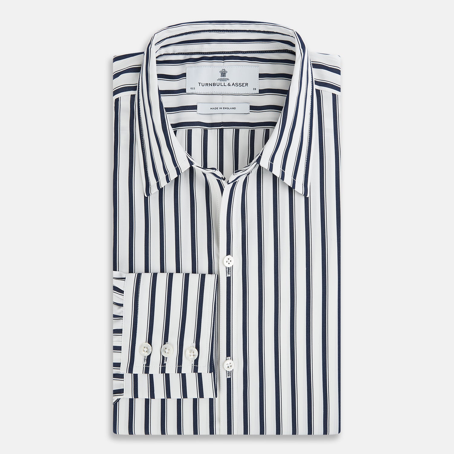 View 5 of product Striped Navy on White Windsor Regular Fit Shirt in Cotton