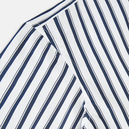 Striped Navy on White Windsor Regular Fit Shirt in Cotton Image 5