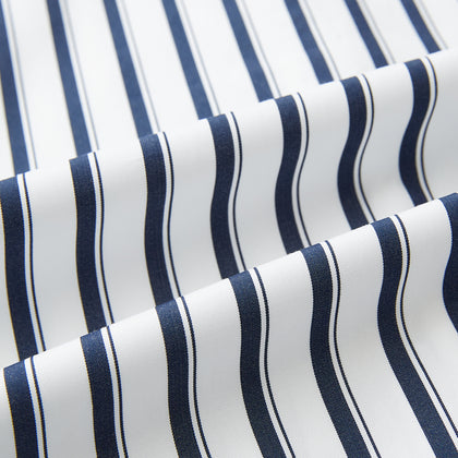 Windsor Double Striped Navy on White Regular Fit Shirt in Cotton Image 6