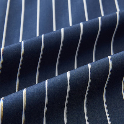 Windsor Double Striped White on Navy Regular Fit Shirt in Cotton Image 6