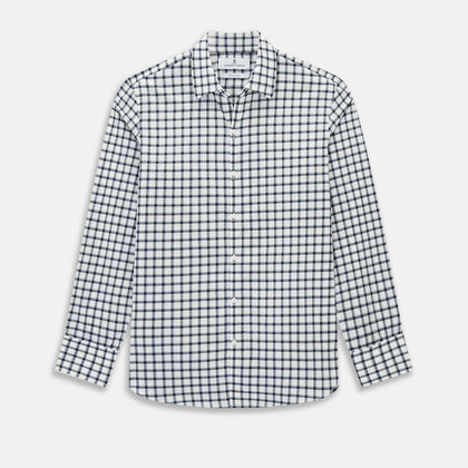 Windsor Bold Chequered Navy on White Regular Fit Shirt in Cotton