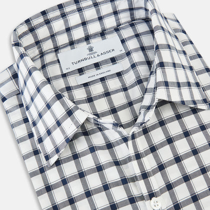 Windsor Bold Chequered Navy on White Regular Fit Shirt in Cotton Image 1