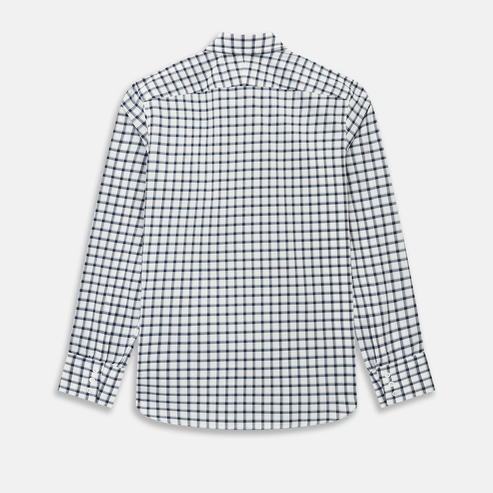 Windsor Bold Chequered Navy on White Regular Fit Shirt in Cotton