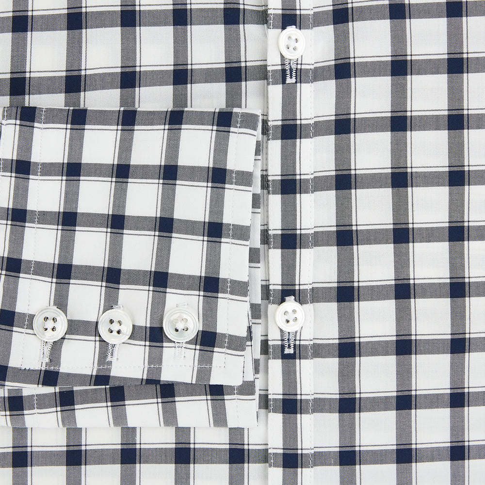 Windsor Bold Chequered Navy on White Regular Fit Shirt in Cotton