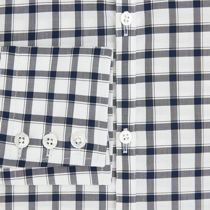 Windsor Bold Chequered Navy on White Regular Fit Shirt in Cotton Image 3