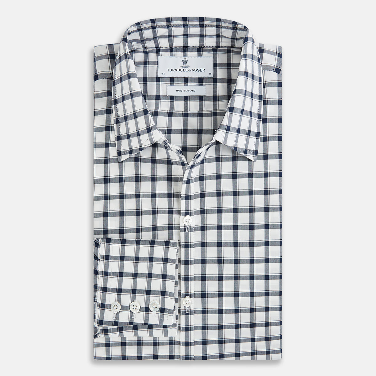 View 5 of product Windsor Bold Chequered Navy on White Regular Fit Shirt in Cotton