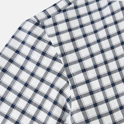 Windsor Bold Chequered Navy on White Regular Fit Shirt in Cotton Image 5