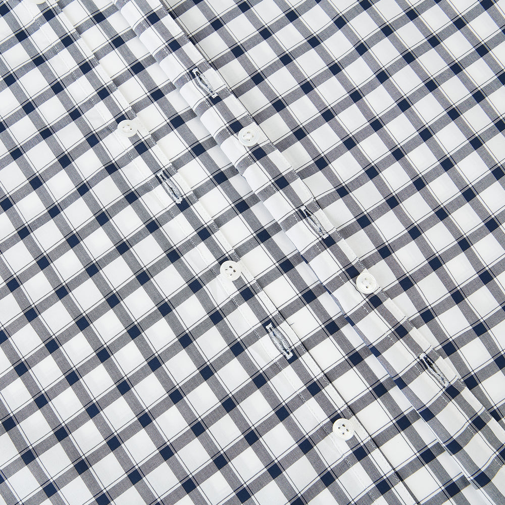 Windsor Bold Chequered Navy on White Regular Fit Shirt in Cotton