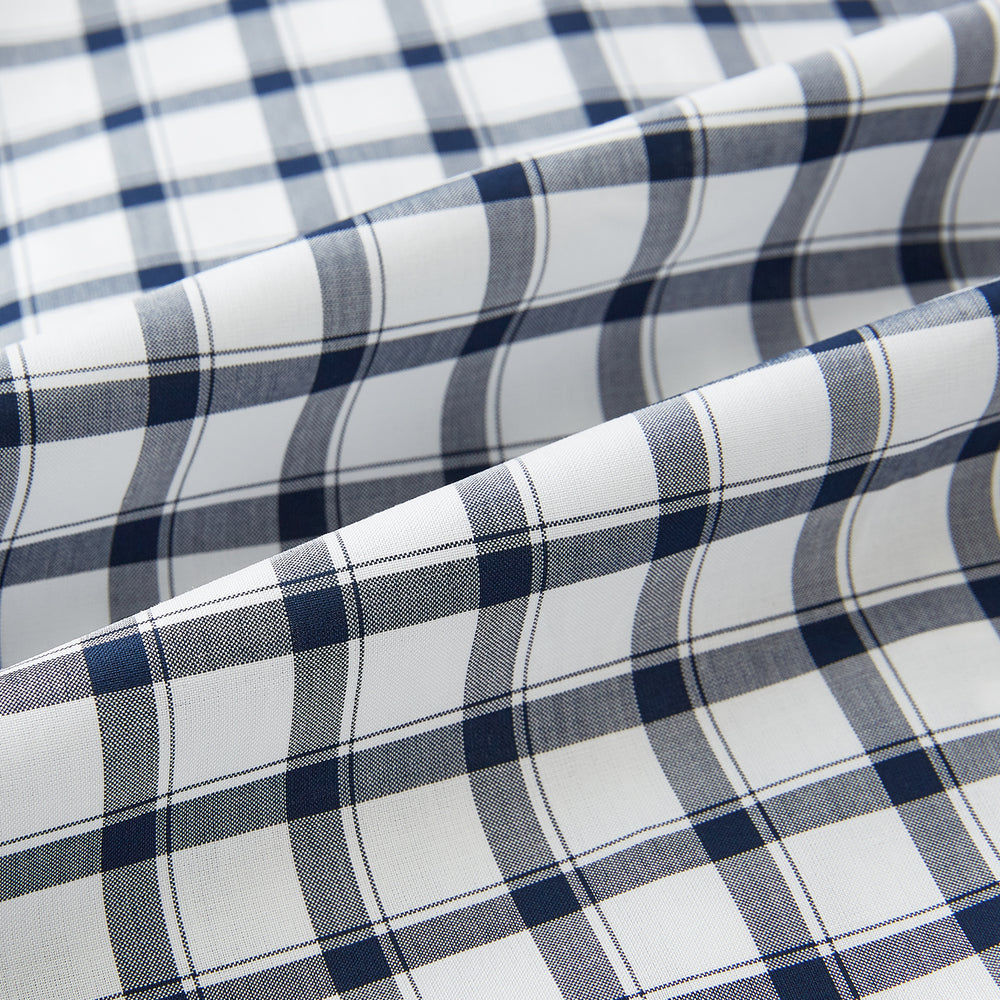 Windsor Bold Chequered Navy on White Regular Fit Shirt in Cotton