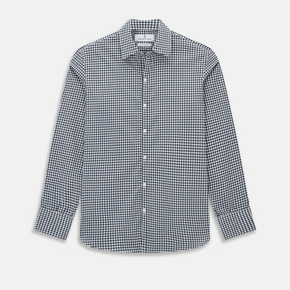 Windsor Fine Chequered Navy on White Regular Fit Shirt