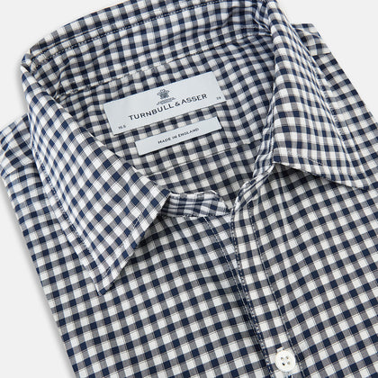 Windsor Fine Chequered Navy on White Regular Fit Shirt Image 1
