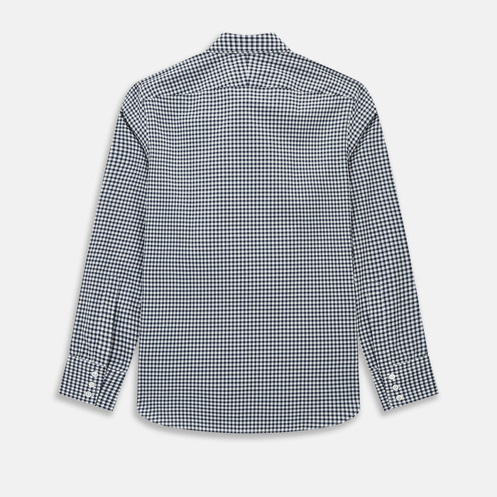 Windsor Fine Checked Navy on White Regular Fit Shirt Image 7
