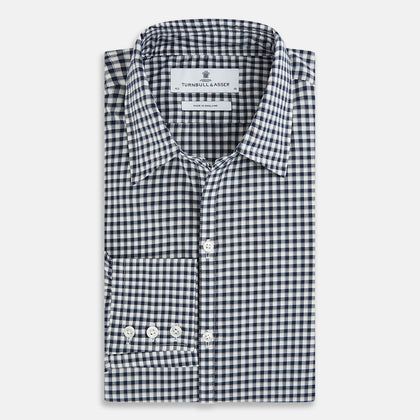 Windsor Fine Chequered Navy on White Regular Fit Shirt Image 3