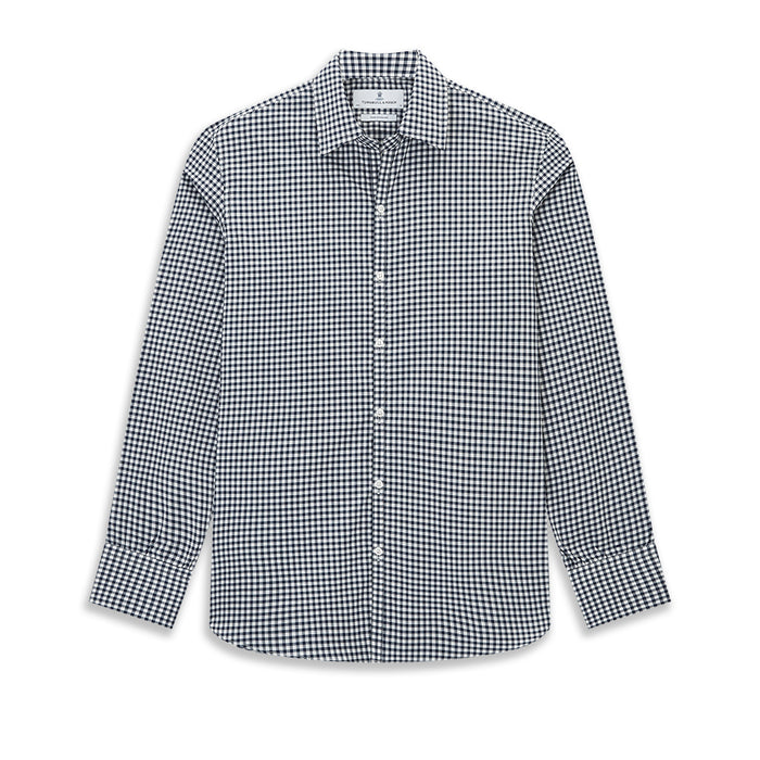 Windsor Fine Checked Navy on White Regular Fit Shirt Image 8