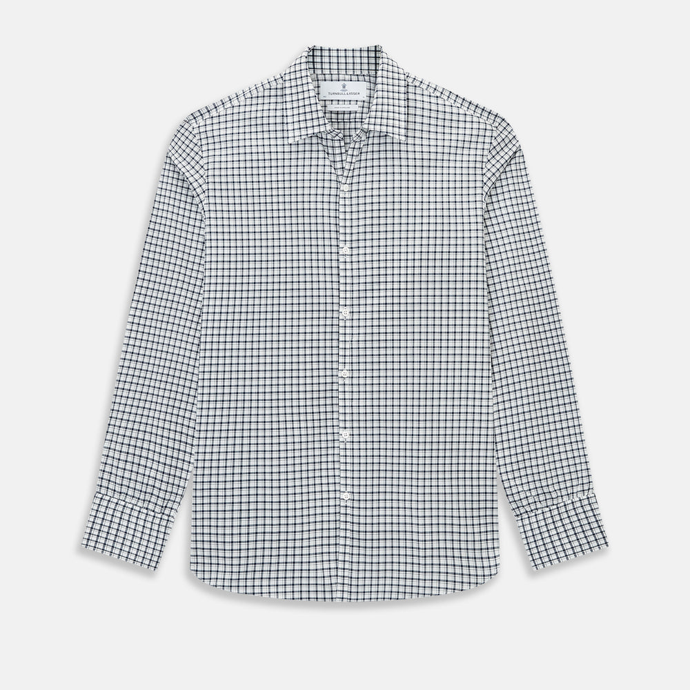 Chequered Navy on White Windsor Regular Fit Shirt in Cotton