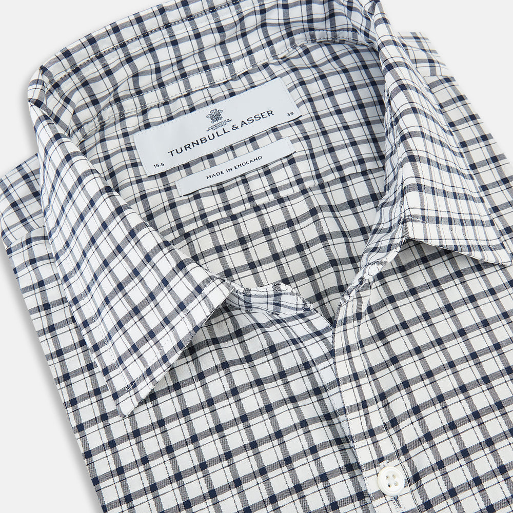 Chequered Navy on White Windsor Regular Fit Shirt in Cotton