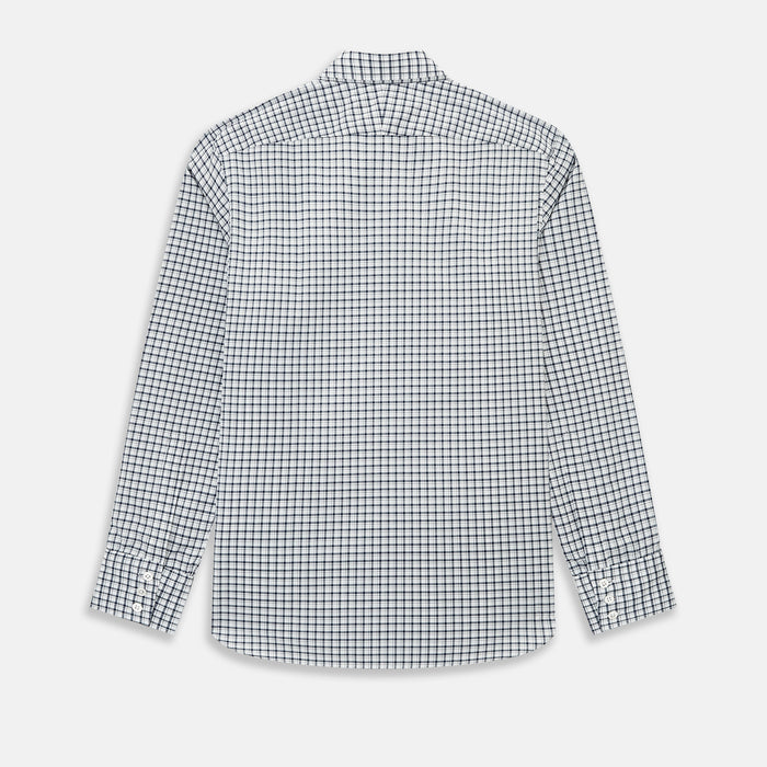 Windsor Fine Double Checked Navy on White Regular Fit Shirt in Cotton Image 2