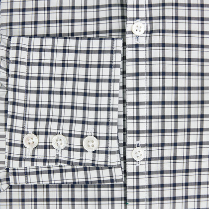 Windsor Fine Double Chequered Navy on White Regular Fit Shirt in Cotton Image 3