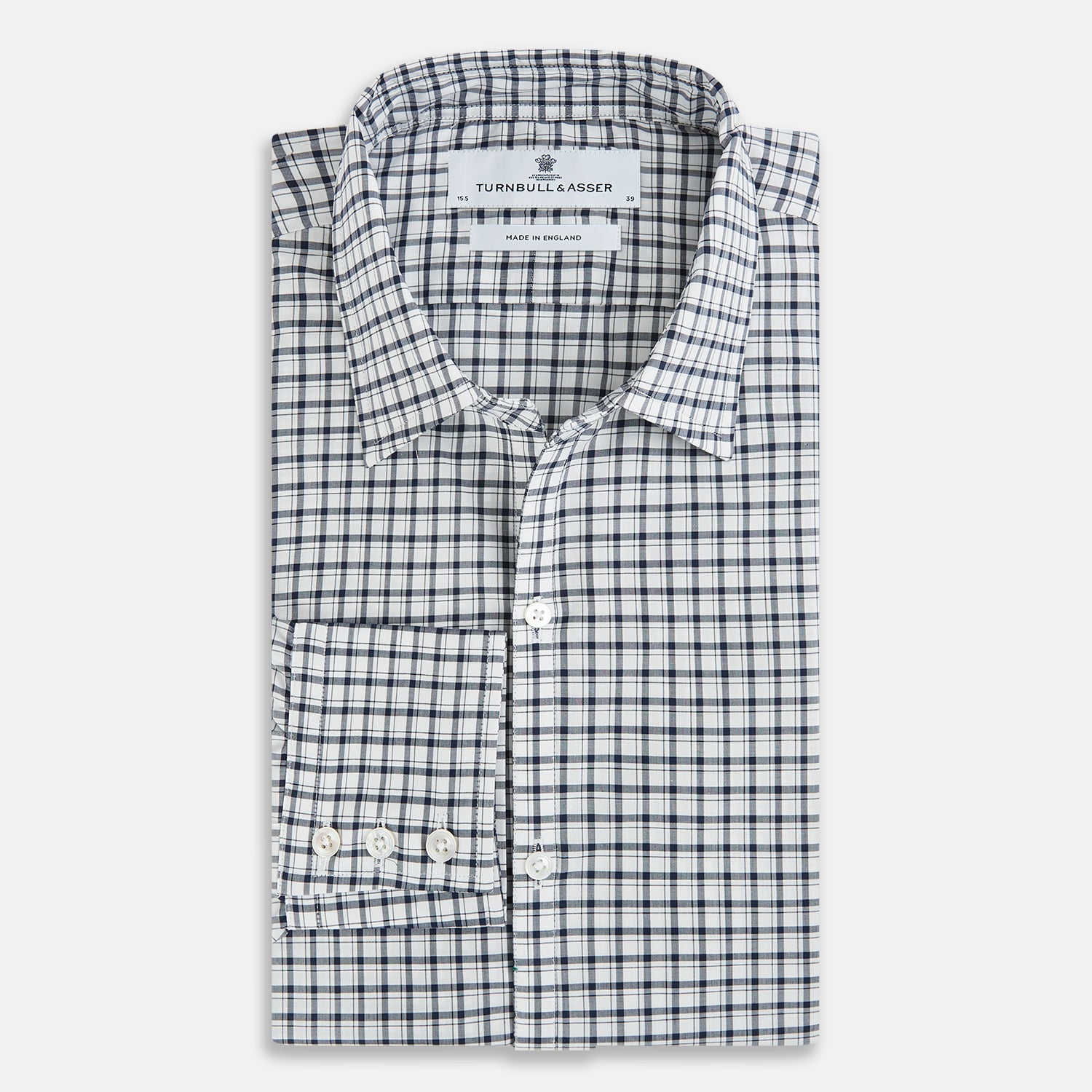 View 5 of product Chequered Navy on White Windsor Regular Fit Shirt in Cotton