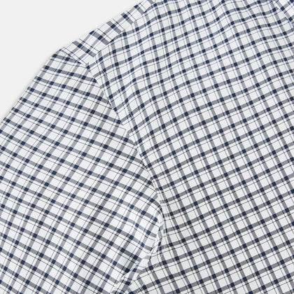 Windsor Fine Double Chequered Navy on White Regular Fit Shirt in Cotton Image 5