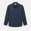 View 1 of product White check on navy Windsor Shirt with Open Collar and Button Cuffs