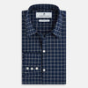 View 5 of product White check on navy Windsor Shirt with Open Collar and Button Cuffs