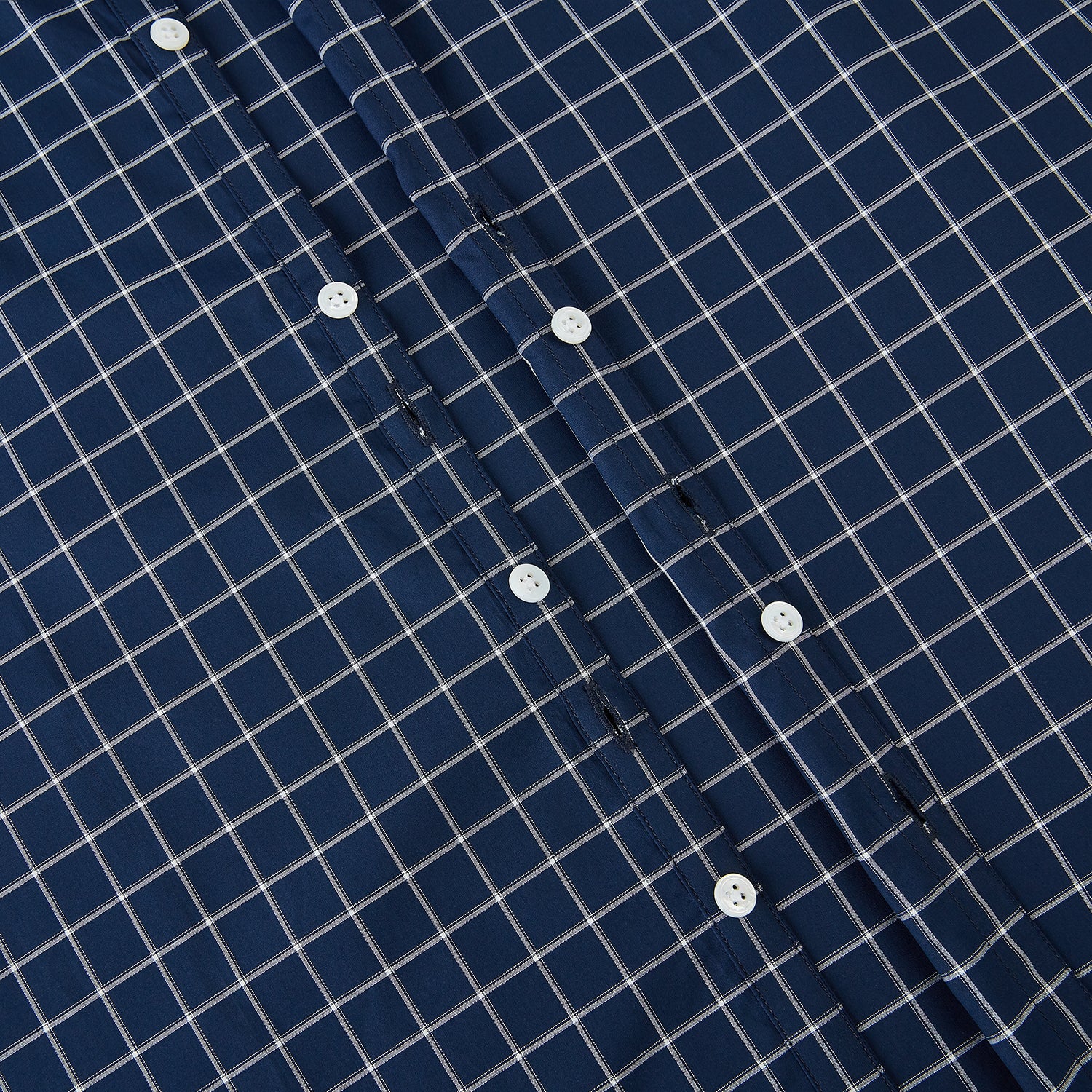 View 7 of product White check on navy Windsor Shirt with Open Collar and Button Cuffs