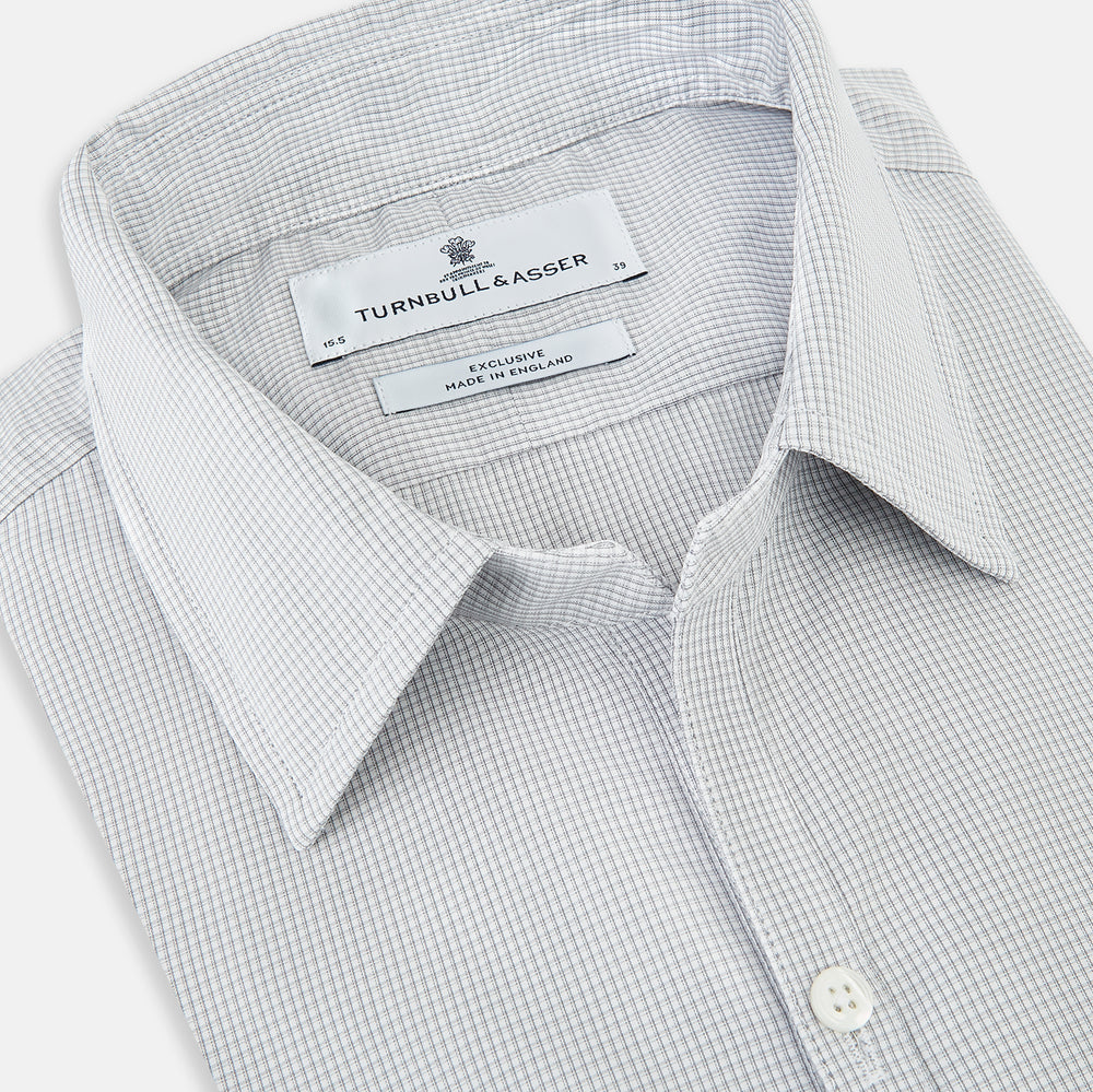 Grey Micro-Tattersall Check Windsor Shirt 18
