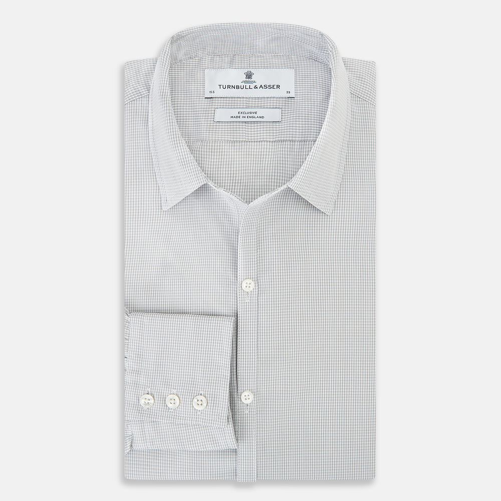 Grey Micro-Tattersall Check Windsor Shirt 18