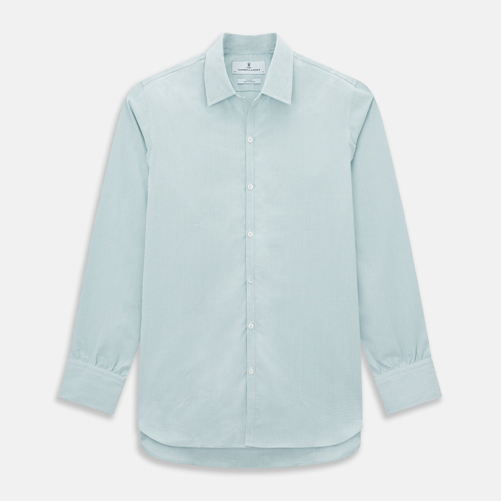 Sage Micro-Tattersall Check Windsor Shirt 16
