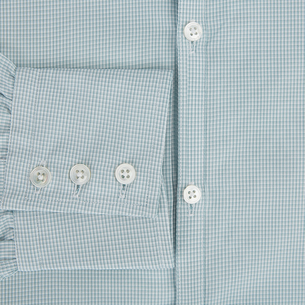 Sage Micro-Tattersall Check Windsor Shirt 16