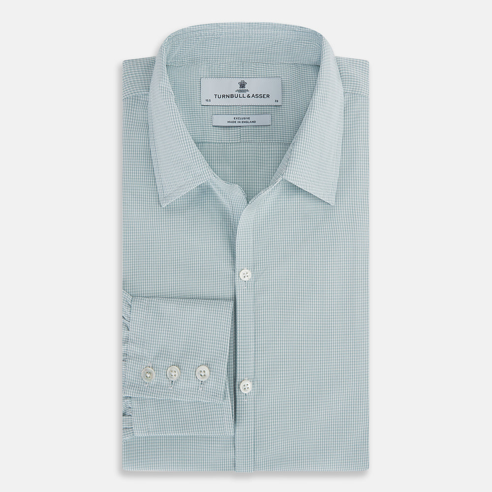 Sage Micro-Tattersall Check Windsor Shirt 16