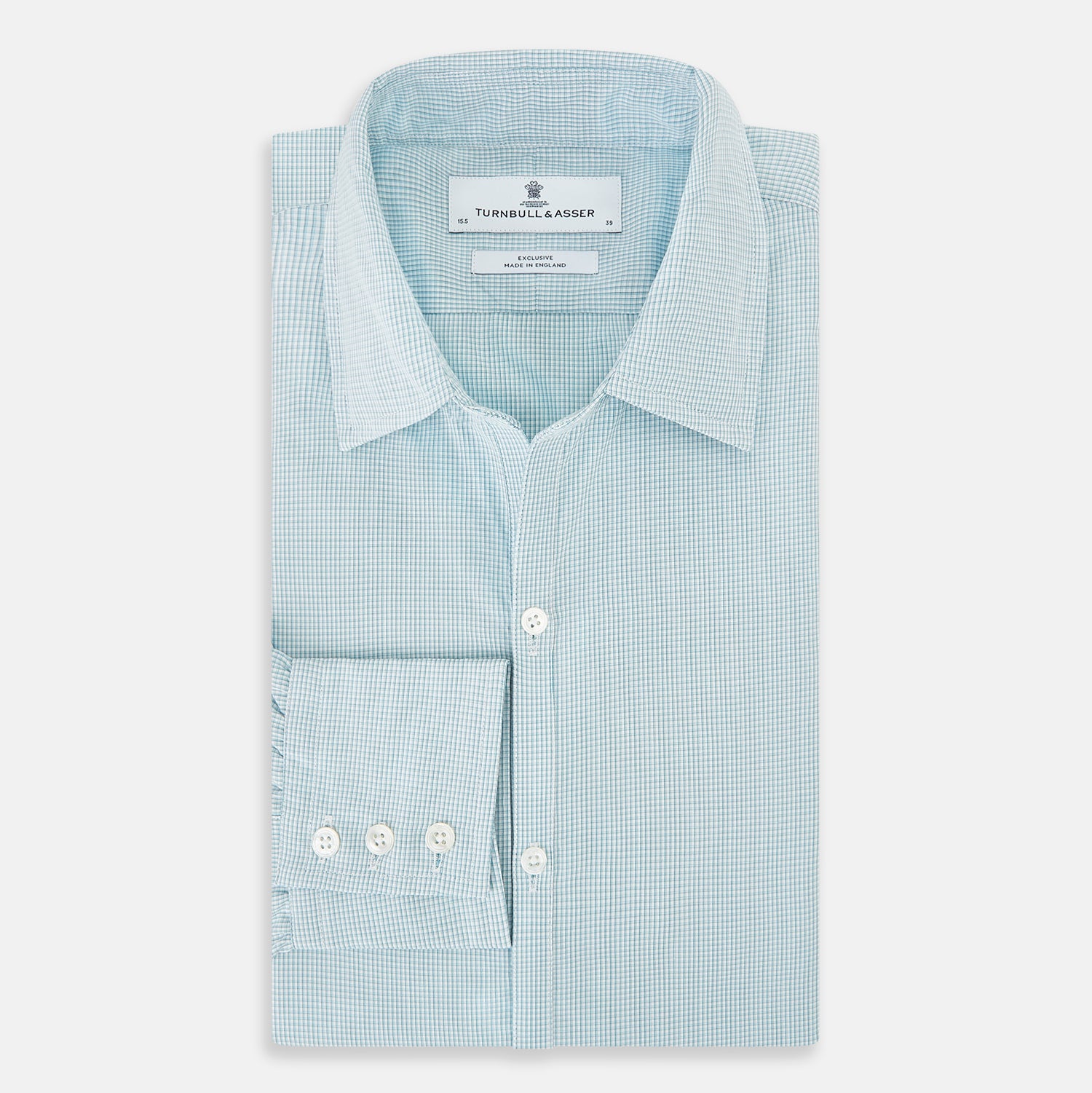 View 5 of product Turquoise Micro-Tattersall Check Windsor Shirt 15.5