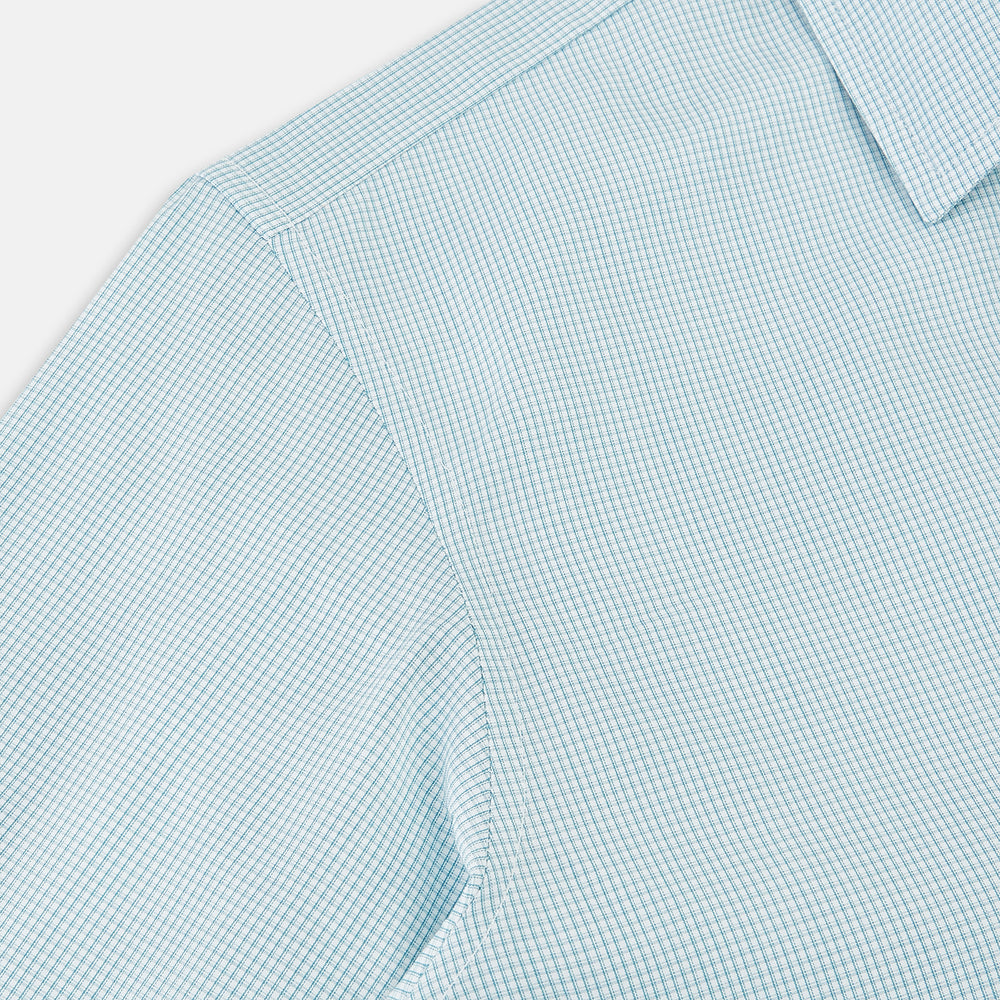 Turquoise Micro-Tattersall Check Windsor Shirt 15.5