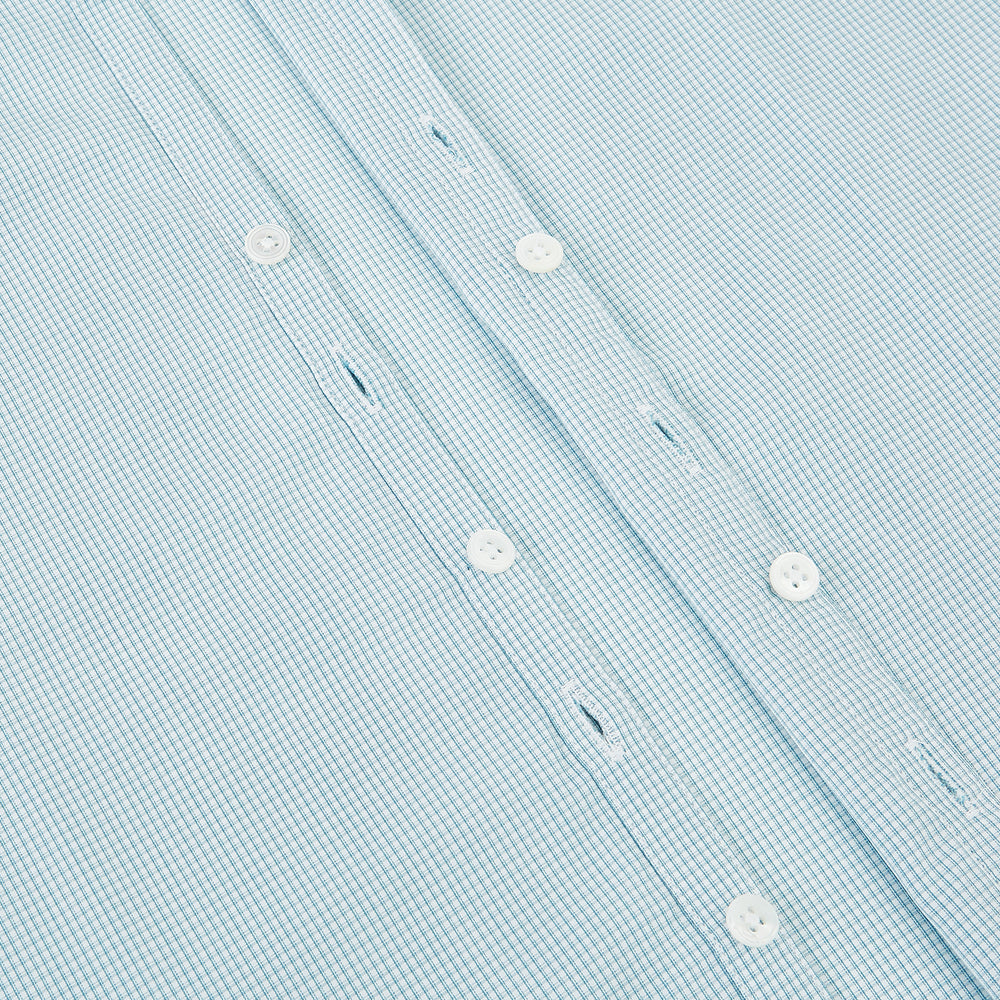 Turquoise Micro-Tattersall Check Windsor Shirt 15.5