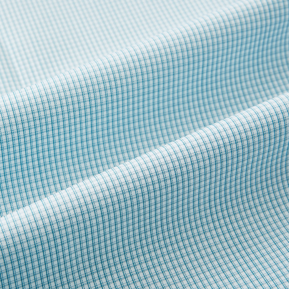 Turquoise Micro-Tattersall Check Windsor Shirt 15.5