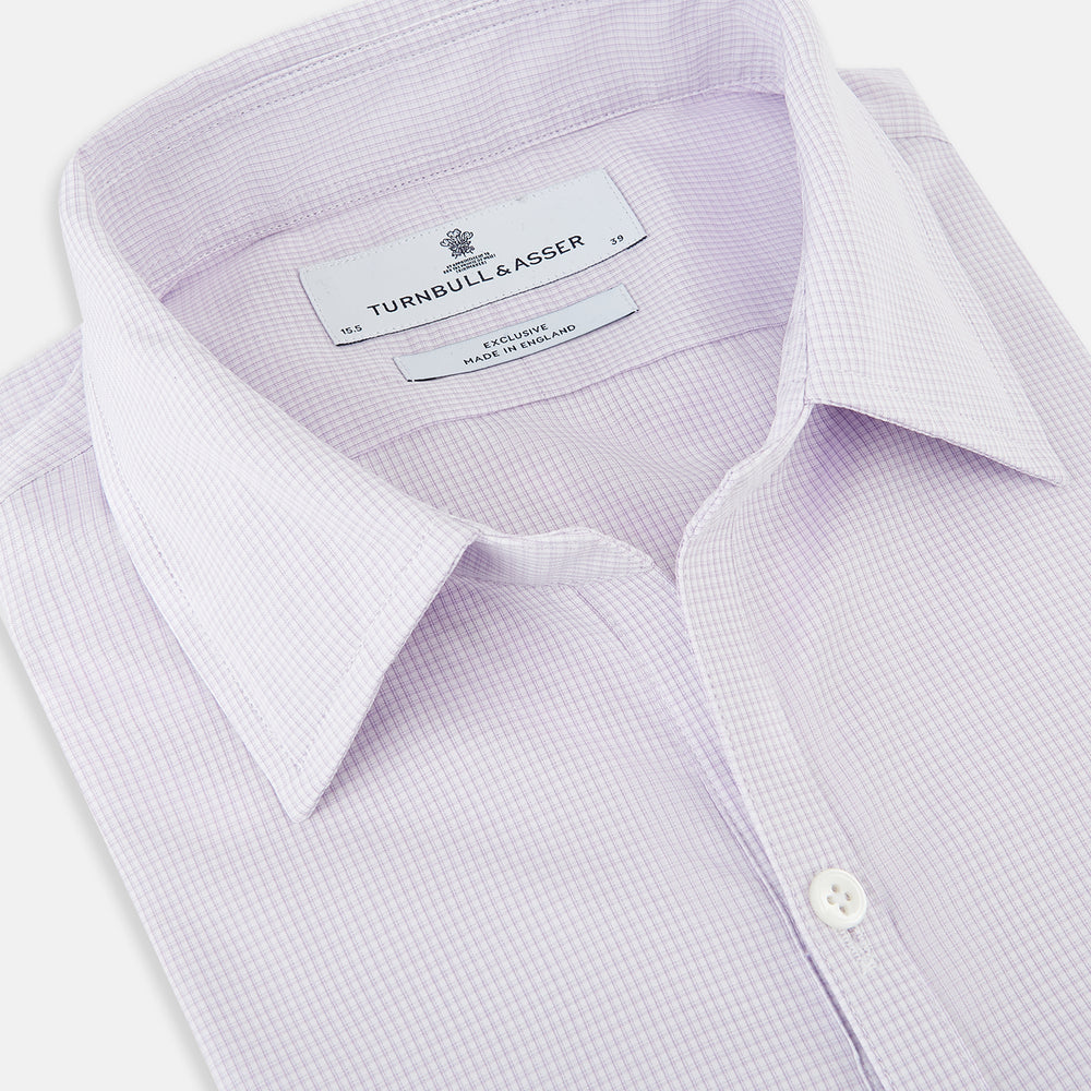 Pale Pink Micro-Tattersall Check Windsor Shirt 17.5